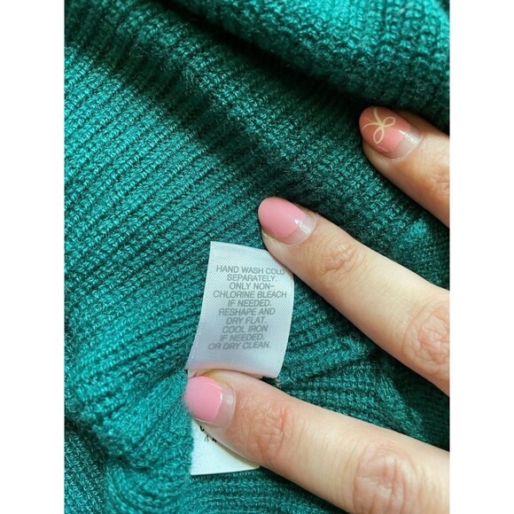 J Jill Womens Sweater Petite L Green Wool Blend Knit Tunic Lightweight a24 - Picture 8 of 9
